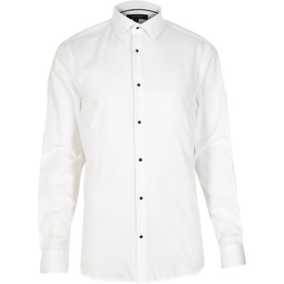 White semi cutaway collar slim fit shirt